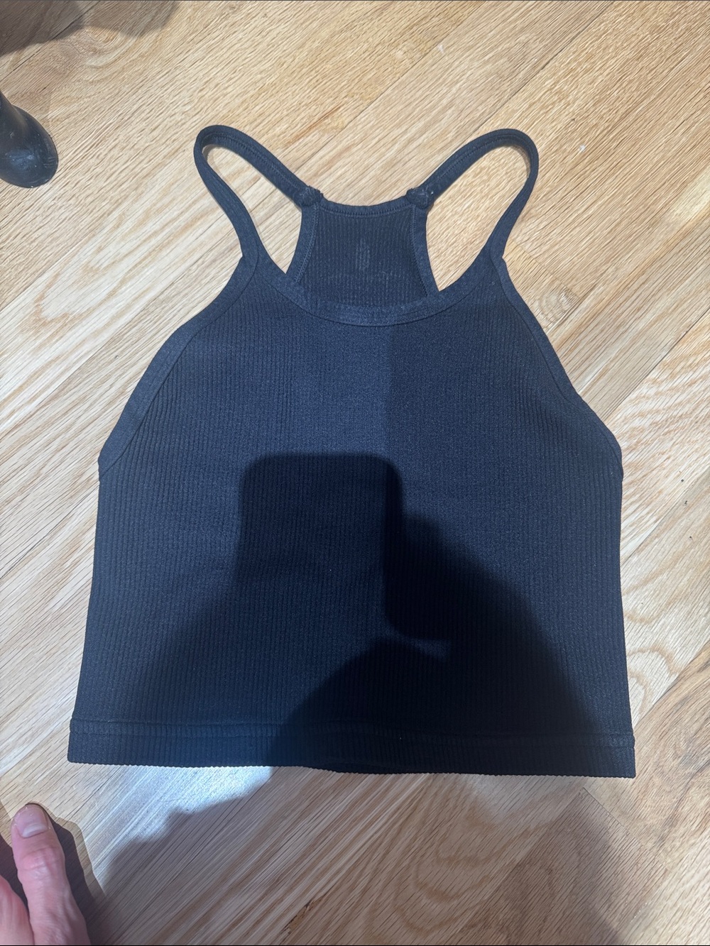 FP Movement by Free People Black Ribbed Racerback Sports Bra Tank